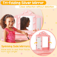 Load image into Gallery viewer, Kids Vanity Table and Stool Set, 2-in-1 Children Dressing Table
