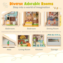 Load image into Gallery viewer, Kids Wooden Dollhouse with 7 Rooms and 18 Pcs Furniture Accessories

