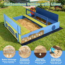 Load image into Gallery viewer, Kids Sandbox, 118 x 100cm Wooden Sand Pit with Bench Seats, Folding Lid, Sandpit Liner

