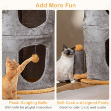 Load image into Gallery viewer, Cute Small Cat Tree Tower with Cozy Condos and Plush Danging Balls
