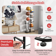 Load image into Gallery viewer, Sports Equipment Organizer Display Rack with Basket and 7-Tier Detachable Stand
