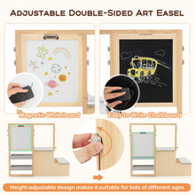 Load image into Gallery viewer, Kids Art Easel Table and Bench Set with Adjustable Easel and Bookshelf
