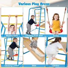 Load image into Gallery viewer, 6-in-1 Indoor Jungle Gym Metal Climber with Slide and Monkey Bars
