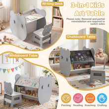 Load image into Gallery viewer, Toddler Table and Chair Set, 3 in 1 Activity Table with Reversible Whiteboard &amp; Chalkboard

