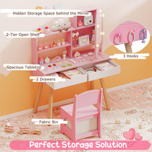 Load image into Gallery viewer, Kids Vanity Set Pretend Play Dressing Table Set with 3-Color Lighting Modes
