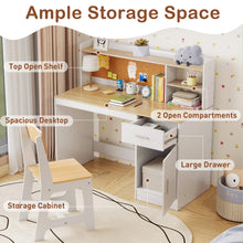 Load image into Gallery viewer, Kids Study Desk and Chair Set with Shelves and Storage Cabinet
