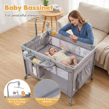Load image into Gallery viewer, 5 in 1 Baby Travel Cot, Portable Baby Crib Bassinet
