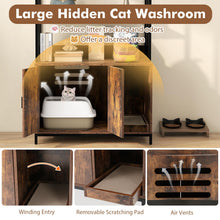 Load image into Gallery viewer, Cat Litter Box Enclosure, 2-in-1 Hidden Kitty Washroom Furniture
