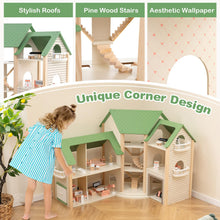 Load image into Gallery viewer, Kids Dollhouse, 3-Storey Wooden Dolls House with 6 Simulated Rooms
