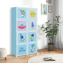 Load image into Gallery viewer, Cartoon Clothes Closet, Portable Kids Wardrobe with Hanging Section( 8 Cubes Space: 74 x 36 x 144cm)
