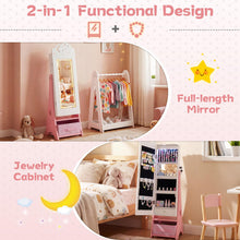 Load image into Gallery viewer, Kids Jewelry Cabinet with Sensor Lights and Full-Length Mirror
