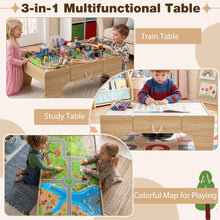Load image into Gallery viewer, Wooden Train Track Set, 3-in-1 Kids Activity Table
