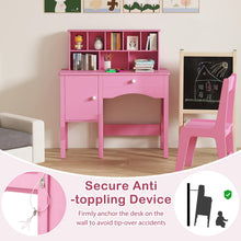 Load image into Gallery viewer, Kids Study Desk and Chair Set with Hutch and Storage Cabinet
