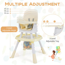 Load image into Gallery viewer, 16-in-1 Convertible Baby High Chair with Removable Tray and 5-Point Harness
