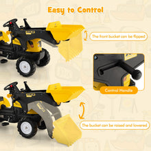 Load image into Gallery viewer, Kids Ride on Excavator, Pedal Go Kart with Manual Control Bucket, Detachable Cargo Trailer, Shovel, Rake

