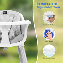 Load image into Gallery viewer, Convertible Baby Dining High Chair with Adjustable and Removable Tray &amp; 5-Point Seat Belt
