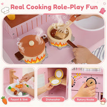 Load image into Gallery viewer, Kids Play Kitchen, Wooden Toy Kitchen with Stoves
