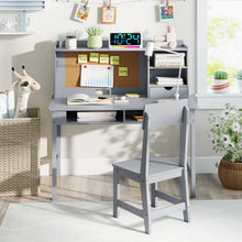 Load image into Gallery viewer, Wooden Study Table with Storage Hutch &amp; Open Shelves
