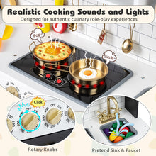 Load image into Gallery viewer, Kids Play Kitchen, Wooden Pretend Toy Kitchen with Realistic Lights &amp; Sounds
