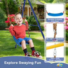 Load image into Gallery viewer, 4 in 1 Metal A-Frame Kids Swing Set with Belt Swing
