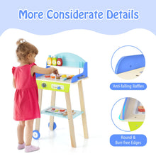 Load image into Gallery viewer, Wooden Kid¡¯s Pretend BBQ Grill Play Set with Play Food
