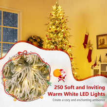 Load image into Gallery viewer, 6 FT Artificial Christmas Tree Flocked Xmas Tree with 250 Warm White LED Lights and Folding Metal Stand
