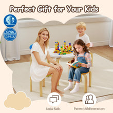 Load image into Gallery viewer, Flower-shaped Children Table Set Wooden Play and Activity Table with 2 Colorful Chairs and Stools-Multicolor
