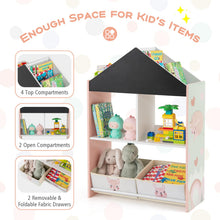Load image into Gallery viewer, Kids Storage Shelf, Toy Storage Organizer with Chalkboard/Whiteboard, 4 Top Compartments
