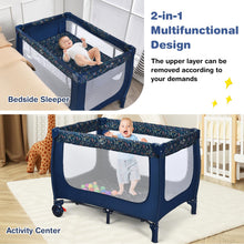 Load image into Gallery viewer, 2-in-1 Foldable Baby Playpen with Lockable Wheels and Mattress
