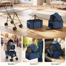 Load image into Gallery viewer, Double Pet Stroller, 4 Wheels Foldable Dog Pushchair Cat Buggy with 2 Detachable Carriers
