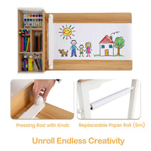 Load image into Gallery viewer, Children's Craft Play Desk Set with Paper Roll, Bookshelf
