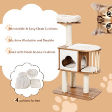 Load image into Gallery viewer, 4-Tier Wooden Cat Tree for Climbing Sleeping
