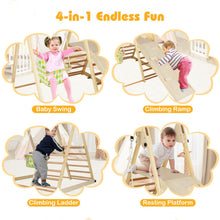 Load image into Gallery viewer, Kids Climbing Frame, Wooden Children Climber Playset with Swing
