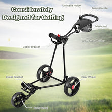 Load image into Gallery viewer, Golf Trolley, Folding 3 Wheel Golf Push Cart with Foot Brake
