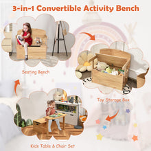Load image into Gallery viewer, 3 in 1 Kids Storage Bench Convertible Toy Storage Box with Safety Hinge
