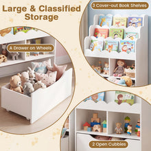 Load image into Gallery viewer, 5-Tier Kids Bookshelf, Wooden Children Bookcase
