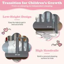 Load image into Gallery viewer, Wooden Kids Bed Frame with 2 Shelves and Guardrails
