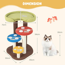 Load image into Gallery viewer, Cat Tree, 94cm Mushroom Cat Climbing Tower with Scratching Posts, Padded Top Perch
