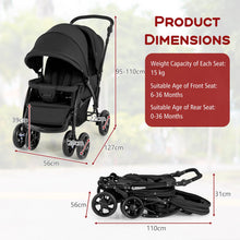 Load image into Gallery viewer, Double Seat Stroller with Adjustable Push Handle and Foot Rest
