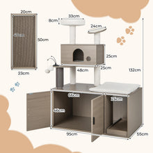 Load image into Gallery viewer, Cat Tree with Litter Box Enclosure Wooden Cat House Furniture
