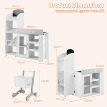 Load image into Gallery viewer, Kids Grocery Store Playset Convertible with Shopping Cart and Movable Checkout Belt
