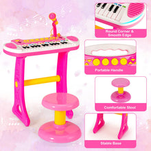 Load image into Gallery viewer, 31 Keys Kids Piano and Stool with Adjustable Microphone
