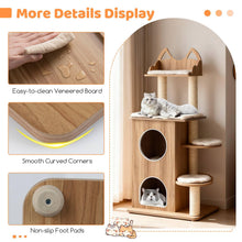 Load image into Gallery viewer, Wooden Cat Tree, 122cm Tall Indoor Cat Tower with 2-floor Condo, Cute Top Perch
