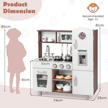 Load image into Gallery viewer, Wooden Play Kitchen - Kids Toy Kitchen with Microwave, Fridge, Water Dispenser, Telephone, Oven, Cookware
