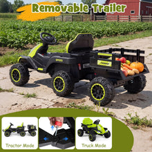 Load image into Gallery viewer, 24V Ride on Tractor with Trailer, Kids Electric Car
