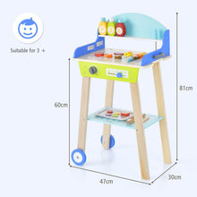Load image into Gallery viewer, Wooden Kid¡¯s Pretend BBQ Grill Play Set with Play Food
