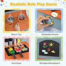 Load image into Gallery viewer, Kids Play Kitchen Set with Chalkboard and Faucet and Sink
