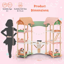 Load image into Gallery viewer, Kids Dollhouse, 3-Storey Wooden Dolls House with 7 Simulated Rooms &amp; 33pcs Furniture Accessories
