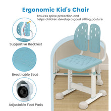 Load image into Gallery viewer, Height-Adjustable Kid's Study Desk and Chair Set with Tilt Desktop and Footrest Bar
