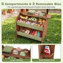 Load image into Gallery viewer, Wooden Kids Grocery Store Playset with Chalkboard | Indoor Outdoor Farm Market Stand
